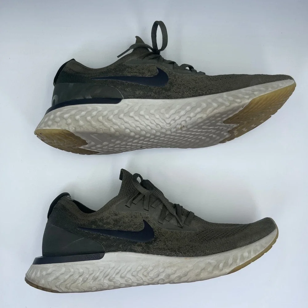 Nike Epic React Flyknit Men's 12 Olive Green Running Shoes AQ0067-300